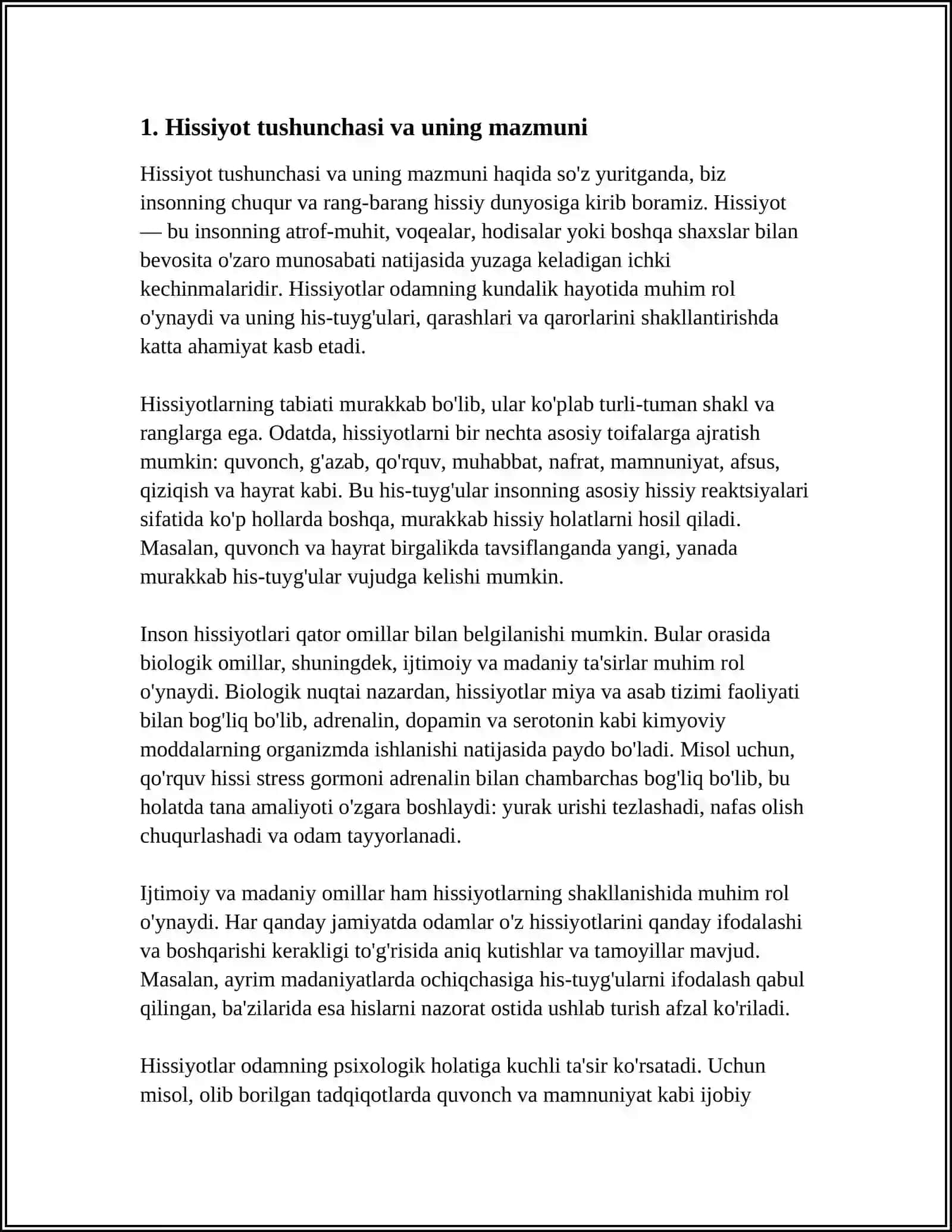PSIXOLOGIYADA HISSIYOTNING TUTGAN O’RNI MAVZUSIDA DARS KONSPEKTI 3