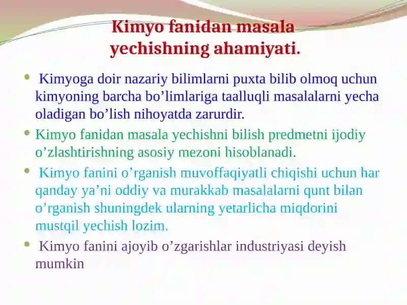 Kimyodan masalalar yechishning ilmiy ommabop usullari 3