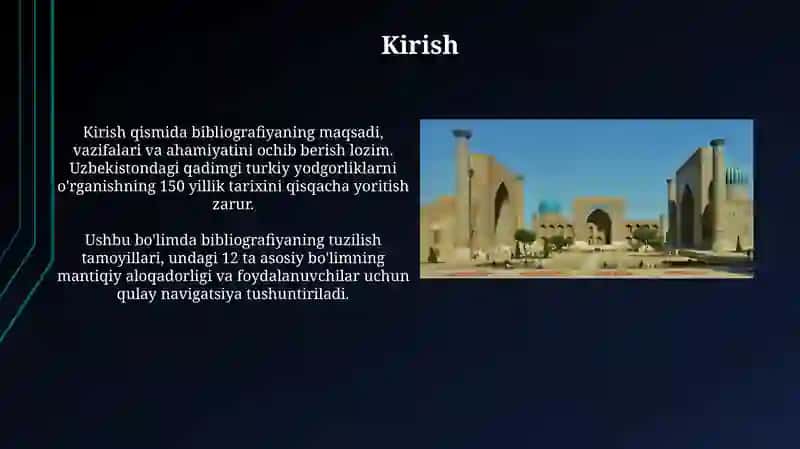 Qadimgi turkiy yodgorliklar boʻyicha Oʻzbekistonda yaratilgan ilmiy asarlar bibliografiya tuzish 3