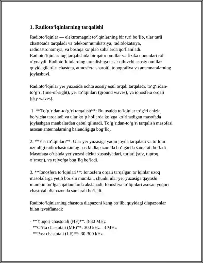RADIONING KASHF ETILISHI. SIMSIZ ALOQA. ELEKTROMAGNIT TOʻLQINLAR XOSIL QILISH 3