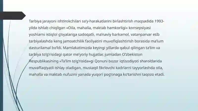 Sinf jamoasini tuzish va umumiylashda sinf rahbarining oilaviy va jamiyat bilan olib boriladigan ish 3