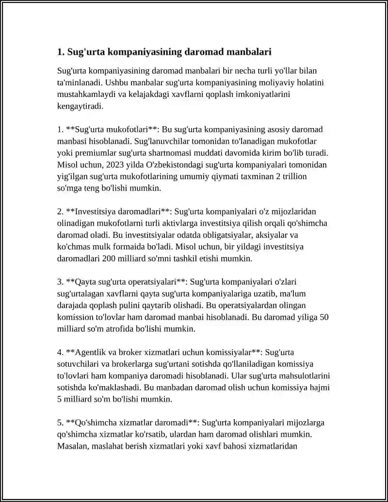 SUGʻURTA KOMPANIYASINING MOLIYAVIY ASOSLARI 3