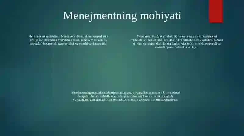Boshqaruvning Mohiyati Tamoillari Va Maqsadlari 3