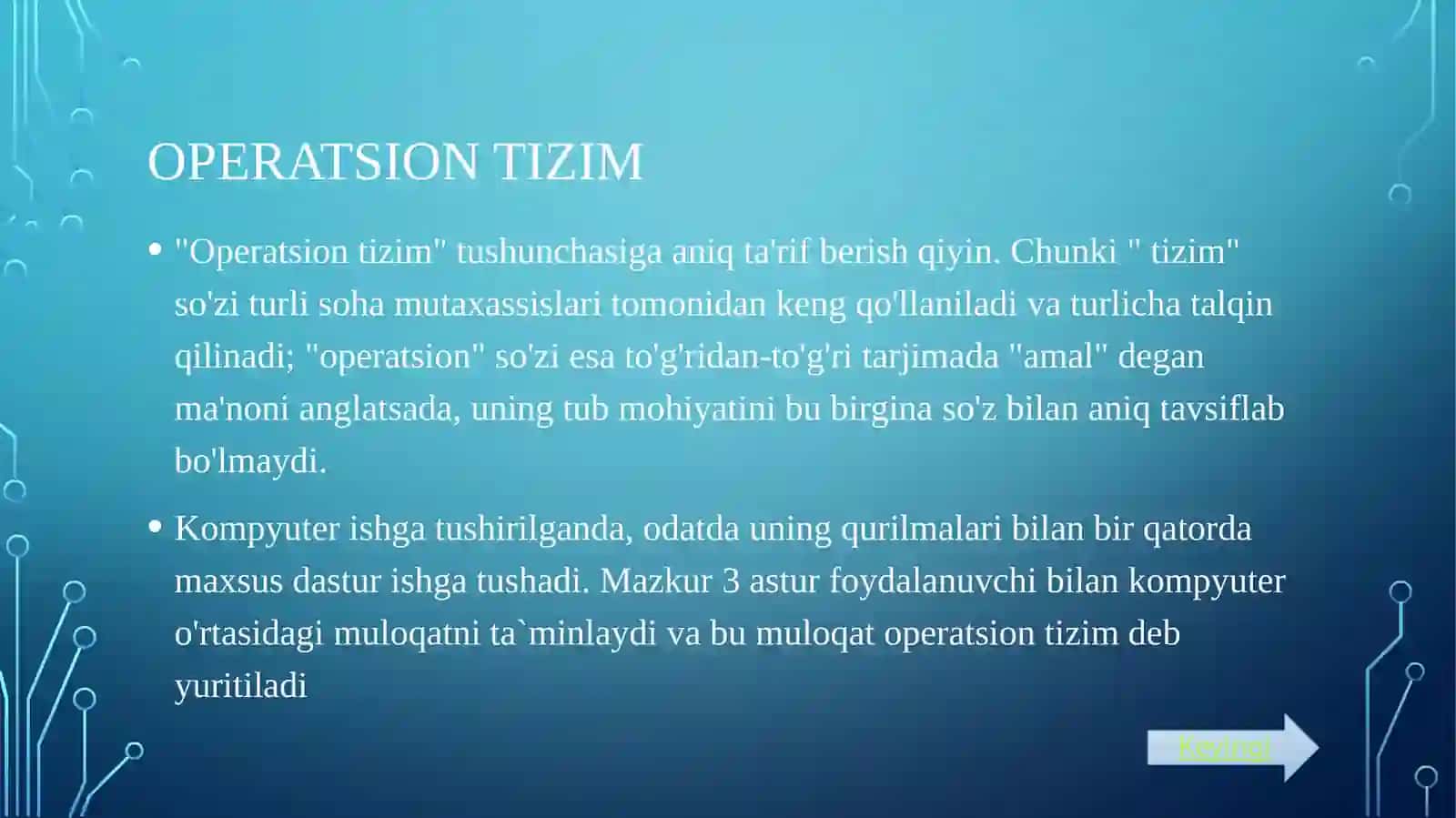 KOMPYUTERLARNING OPERATSION TIZIMLARI.WINDOWS OT 3
