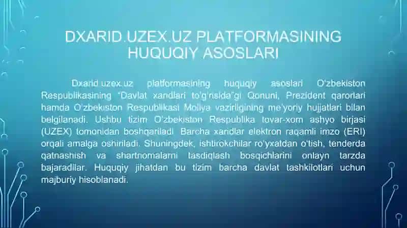 Korxona va tashkilotlarning Dxarid.uzex.uz davlat xaridlari tizimida moliyaviy hisob-kitoblari – 10 slaydli taqdimot 3