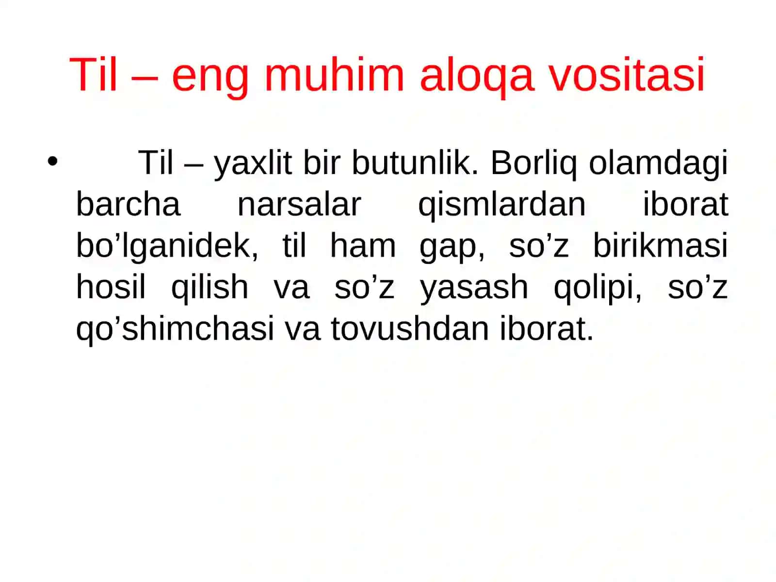 Tilshunoslik fani, uning vazifalari. Tilning ijtimoiy mohiyati, tuzilishi. Tilning paydo bo‘lishi, taraqqiyoti. Milliy til va adabiy til 3