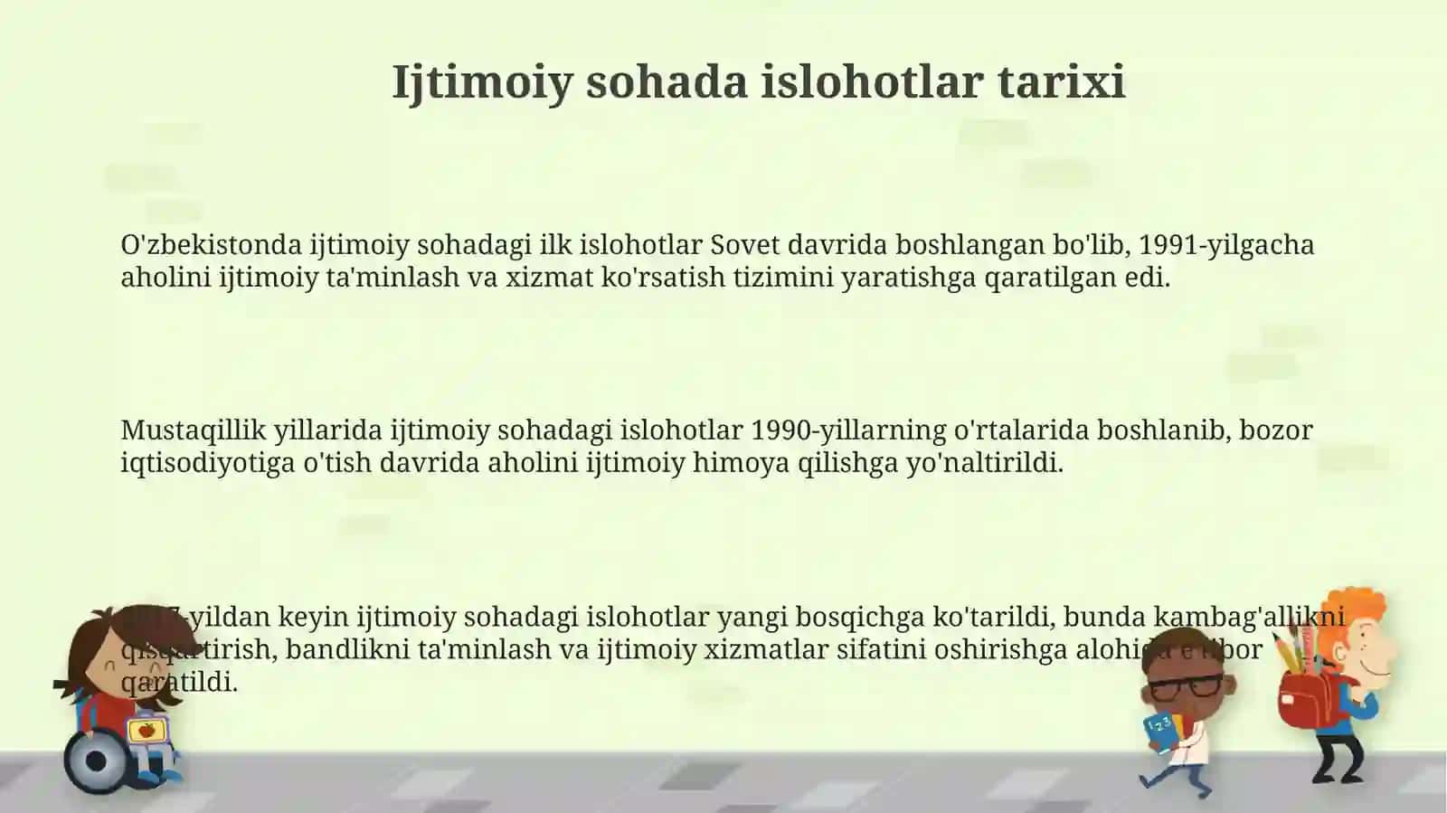 Ijtimoiy sohadagi islohotlar tarixi 3