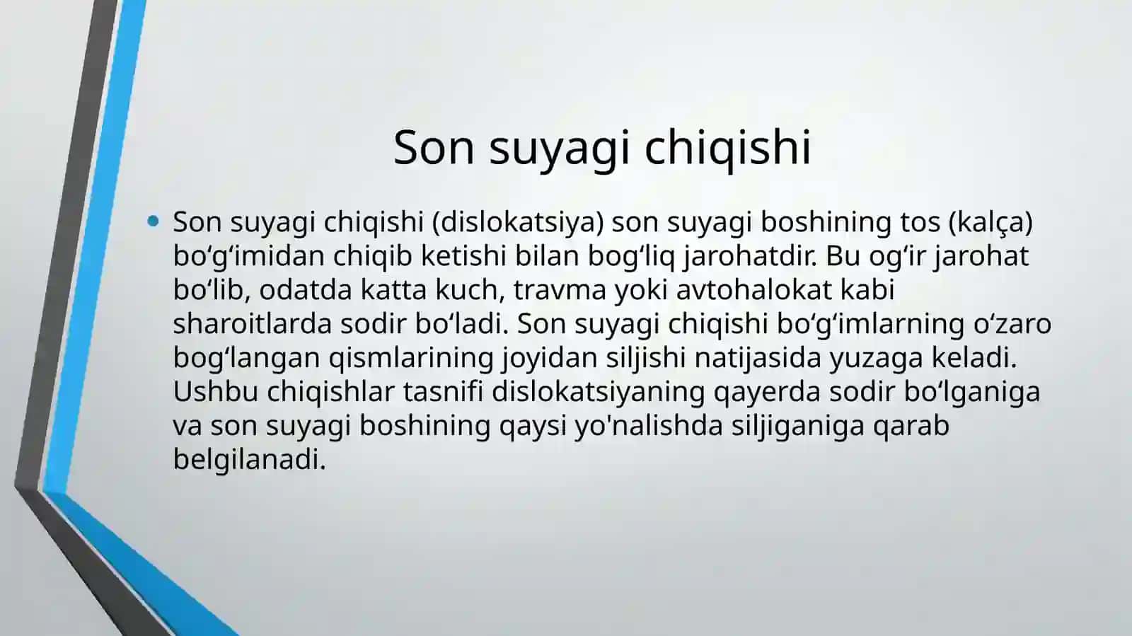 Son suyagi chiqishlari. Son suyagi boshchasining travmatik chiqishi 3