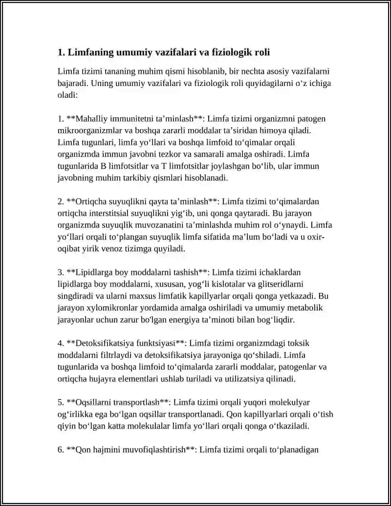 LIMFA TIZIMINING FIZIOLOGIYASI 3