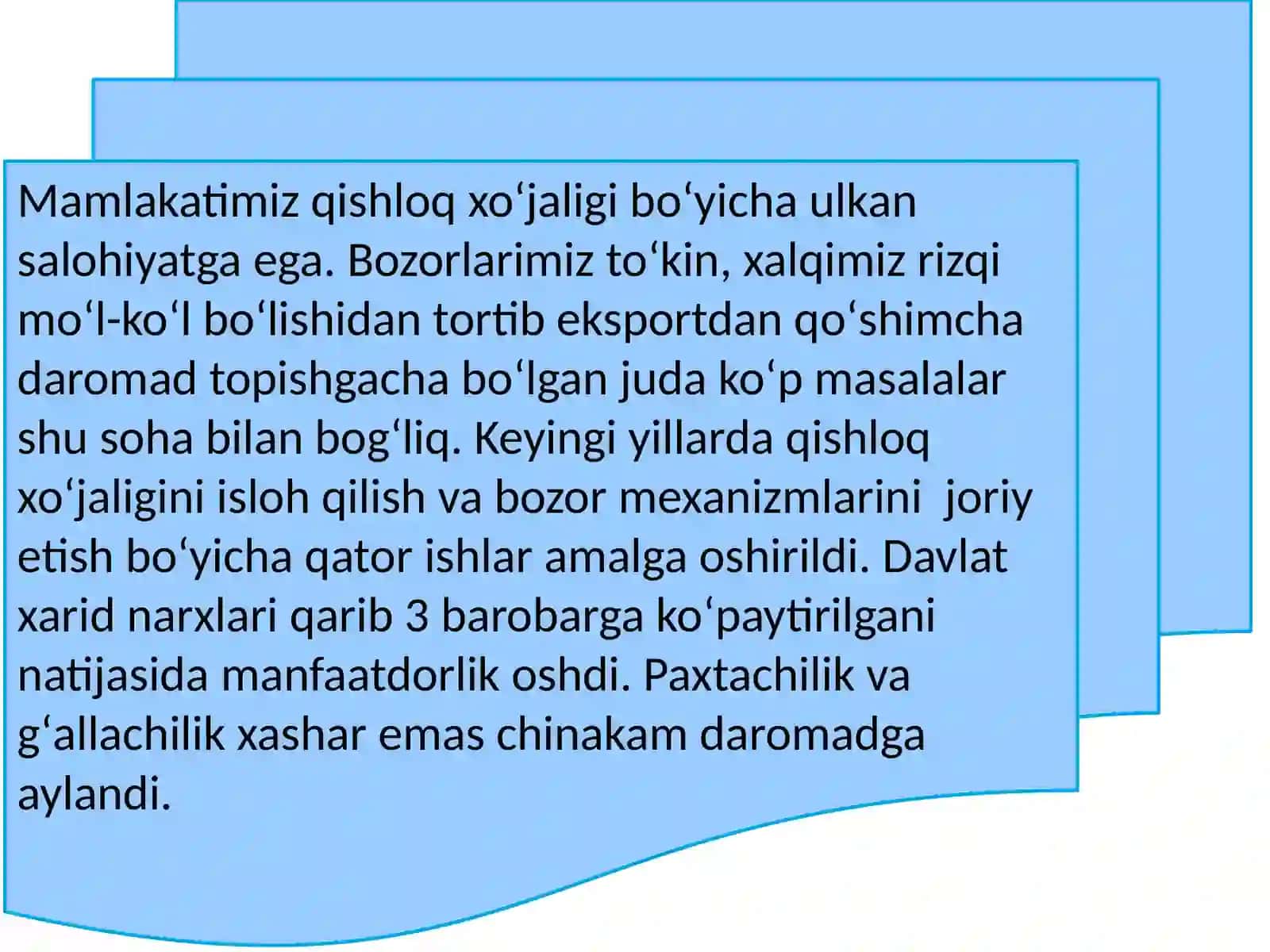Mustaqillik yillarda qishloq xo‘jaligi va sanoat sohasidagi o‘zgarishlar 3