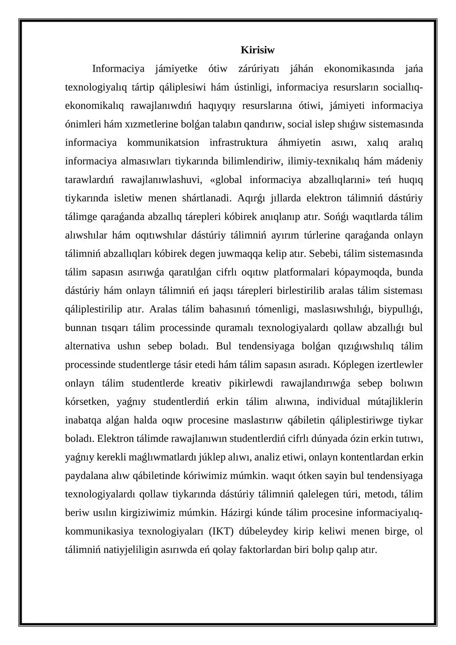 Sociallıq tarawlarda IKTnıń rawajlanıw basqıshları hám tiykarǵı wazıypaları 3