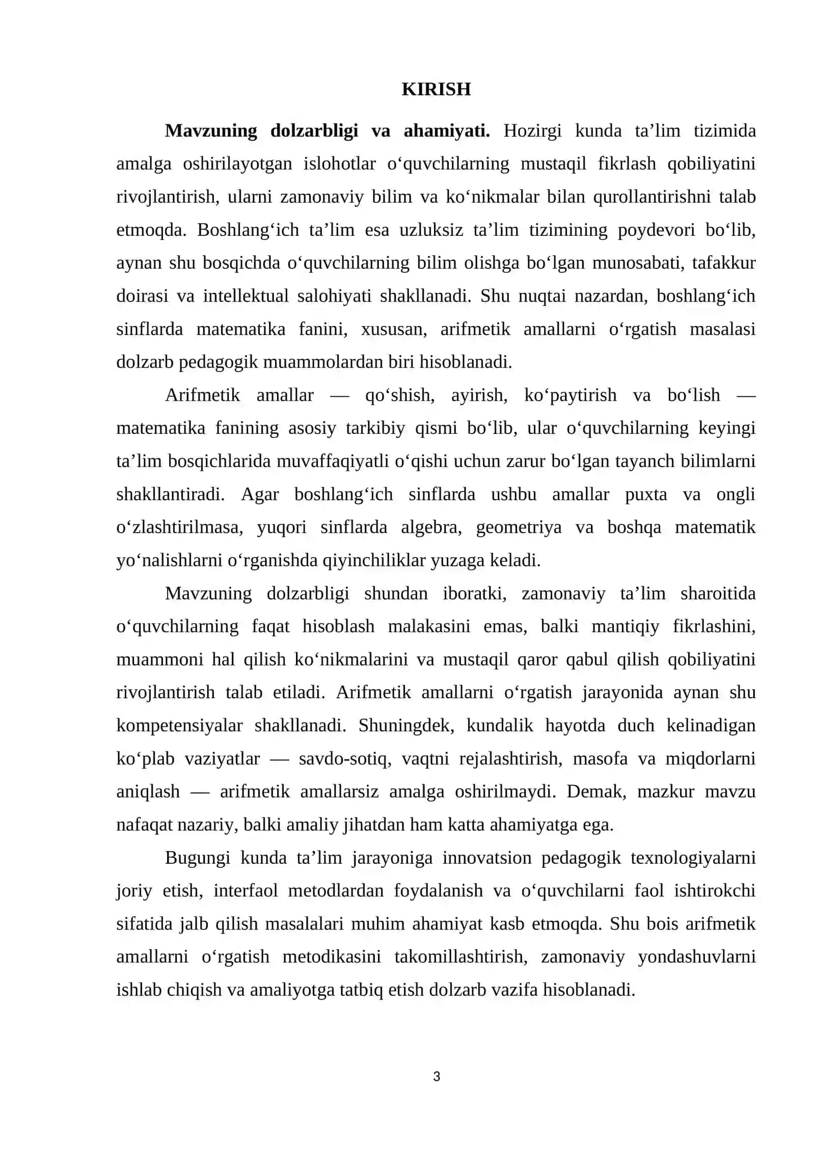 BOSHLANGʻICH SINF OʻQUVCHILARIGA ARIFMETIK AMALLARNI OʻRGATISHNING METODIK ASOSLARI 3