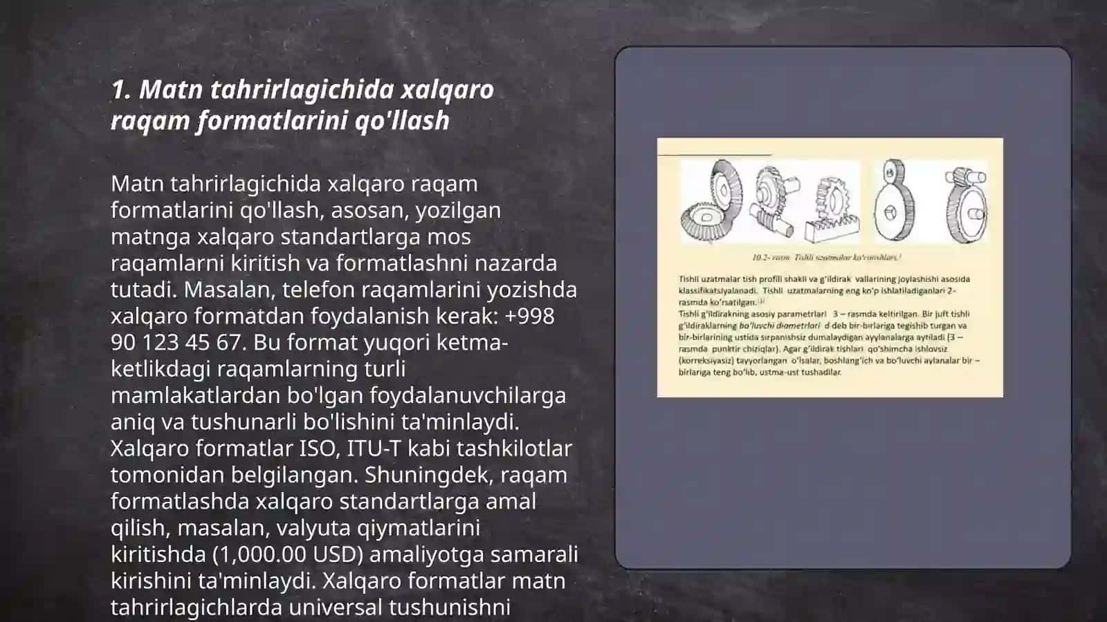 Matn tahrirlagichida xalqaro raqam formatlarini qo'llash 3
