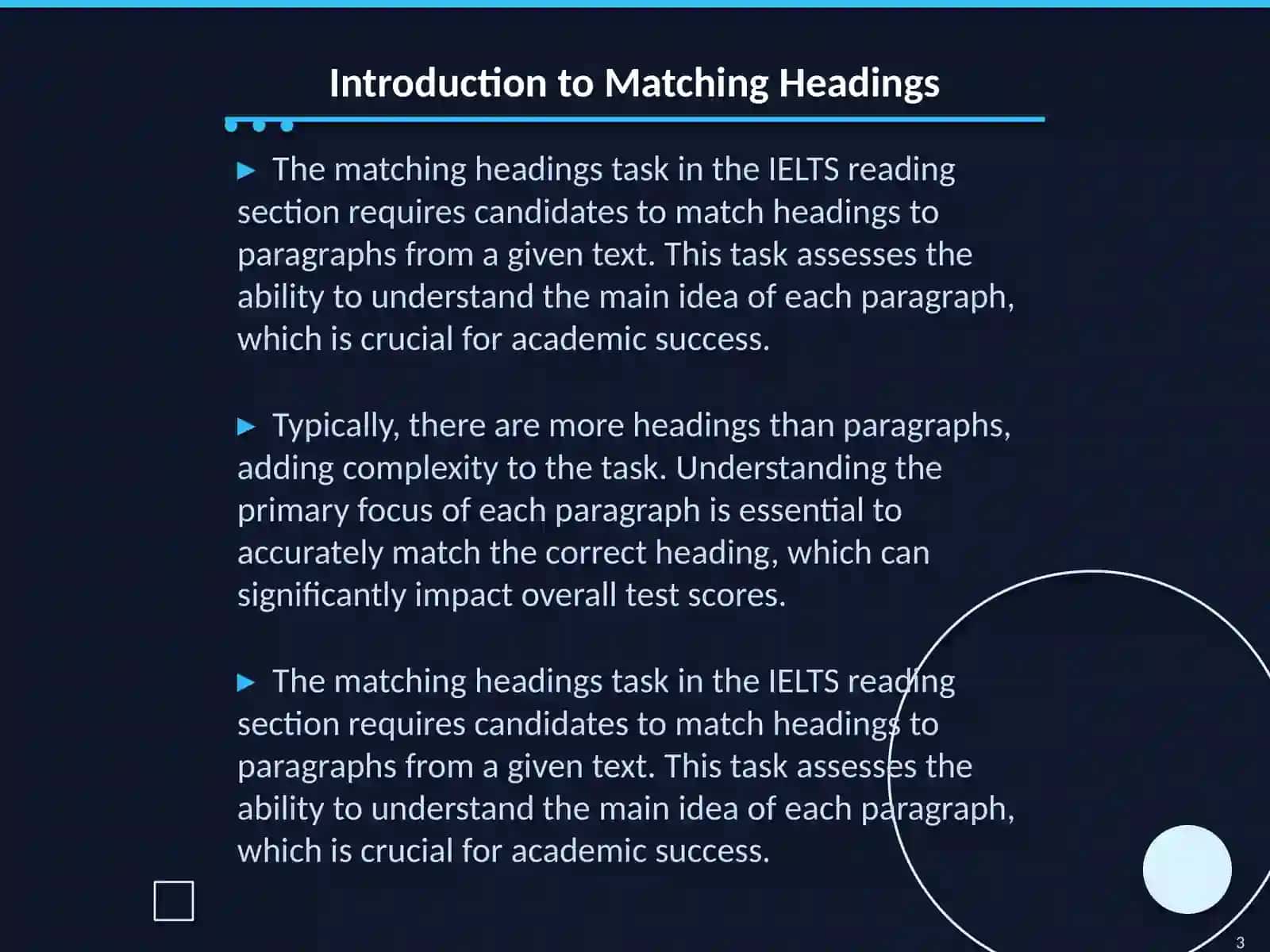 IELTS reading. Matching headings 3