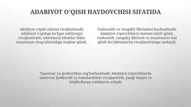 Maktab O'Quvchilarini Kitobxonlik Madaniyatini Rivojlantirish 3