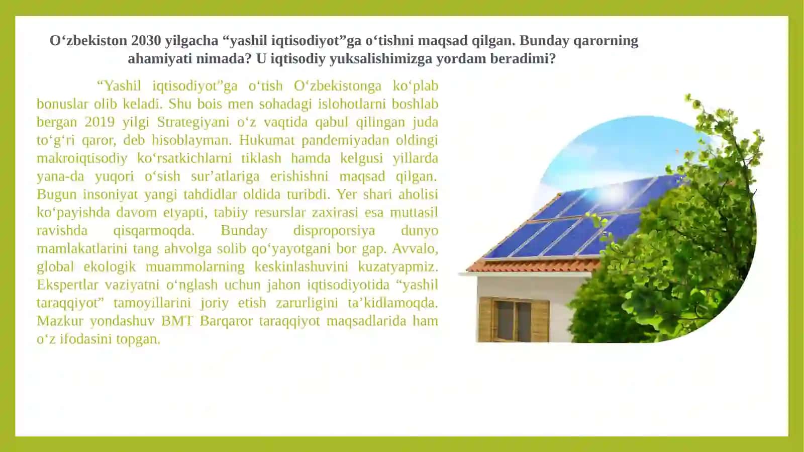 “Yashil iqtisodiyot” fanidan tayyorlagan prezentsiyasi 3