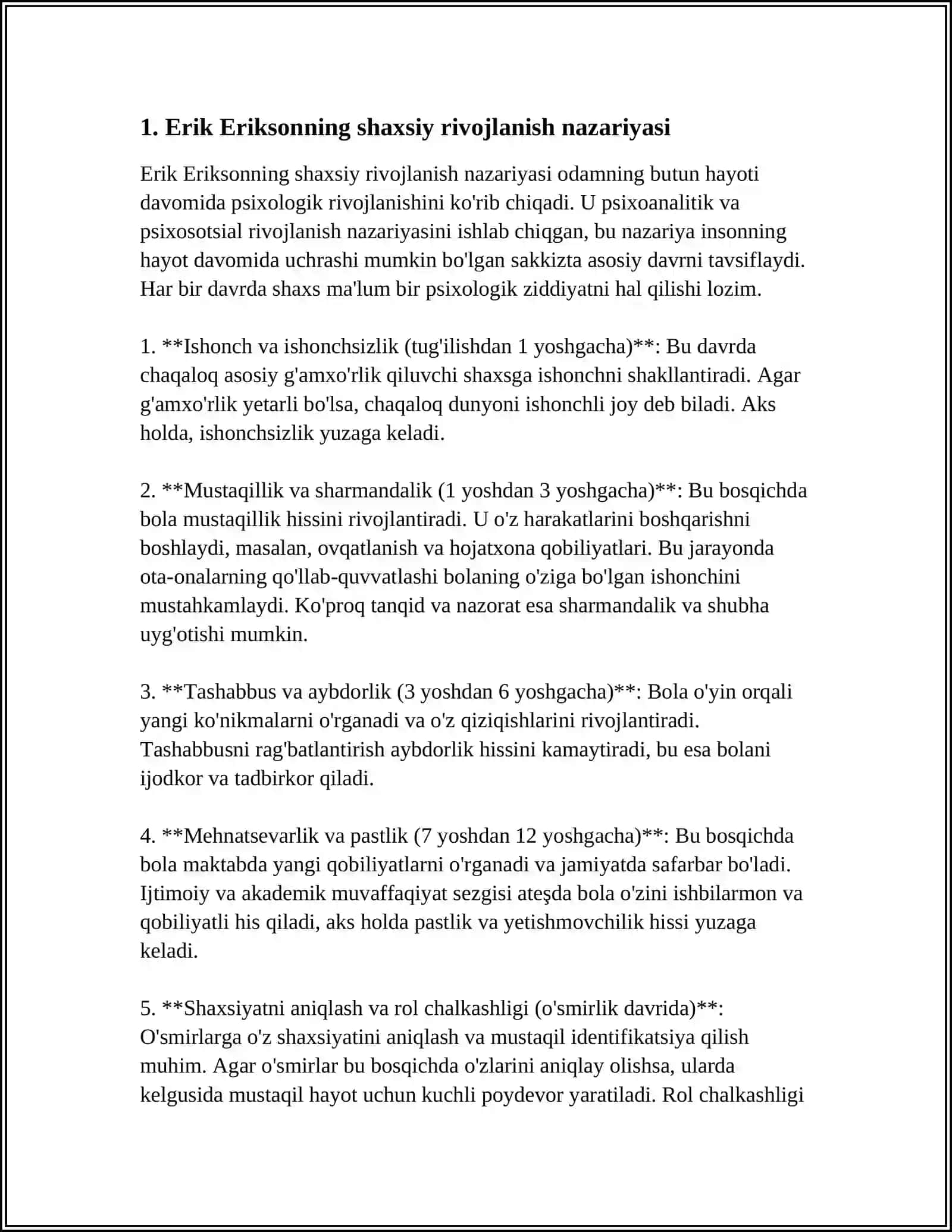 E.ERIKSONNING PSIXALOGIYA FANIGA QÕSHGAN HISSASI 3