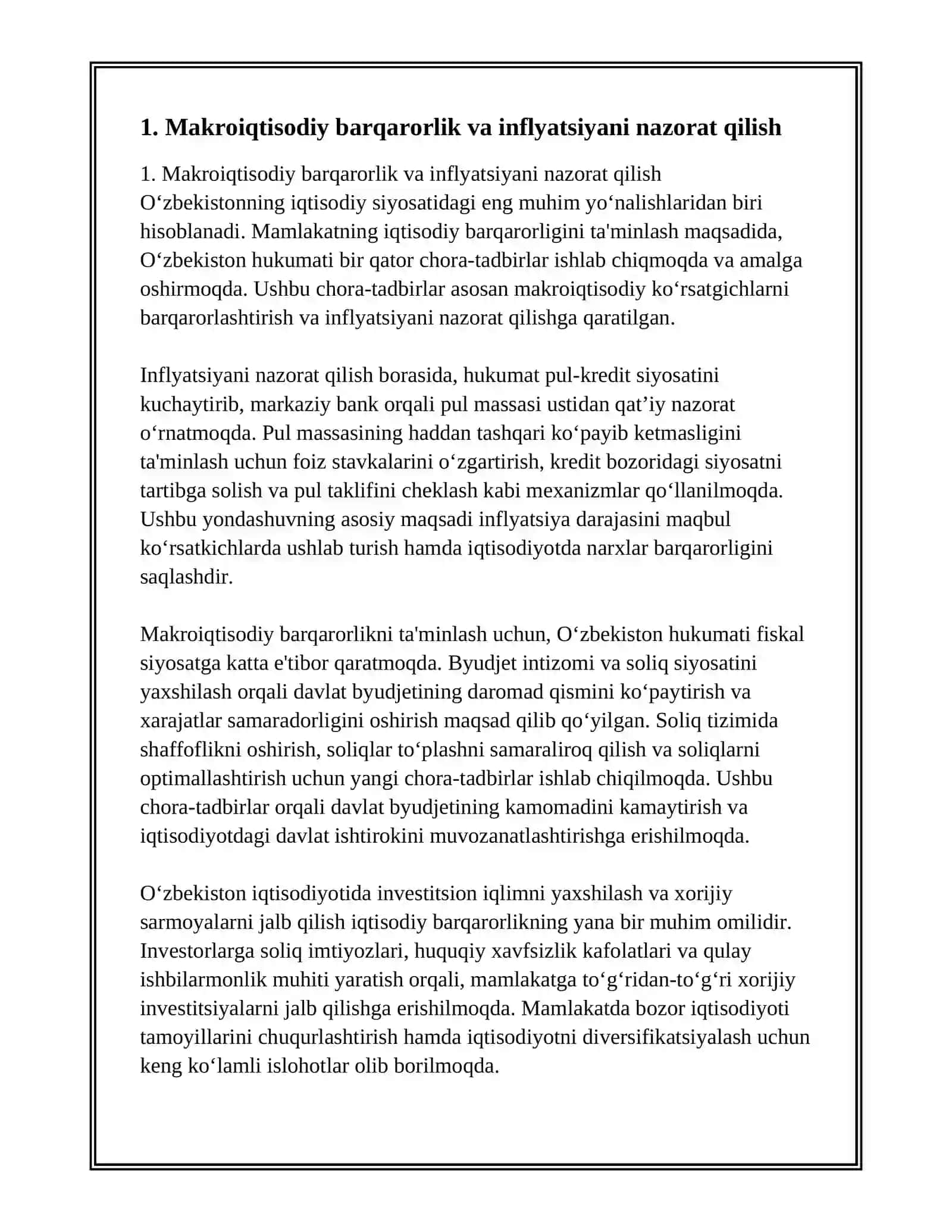 IQTISODIY SIYOSATNING USTUVOR YO‘NALISHLARI (O‘ZBEKISTON MISOLIDA) 3
