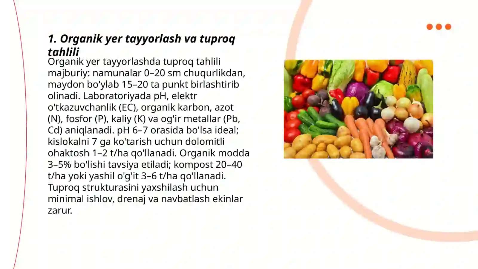 ORGANIK DEHQONCHILIK QILINADIGAN YERLARDA SABZAVOT EKINLARINI YETISHTIRISH 3