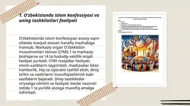 Oʻzbekistonda islom konfessiyasi va uning tashkilotlari faoliyati 3