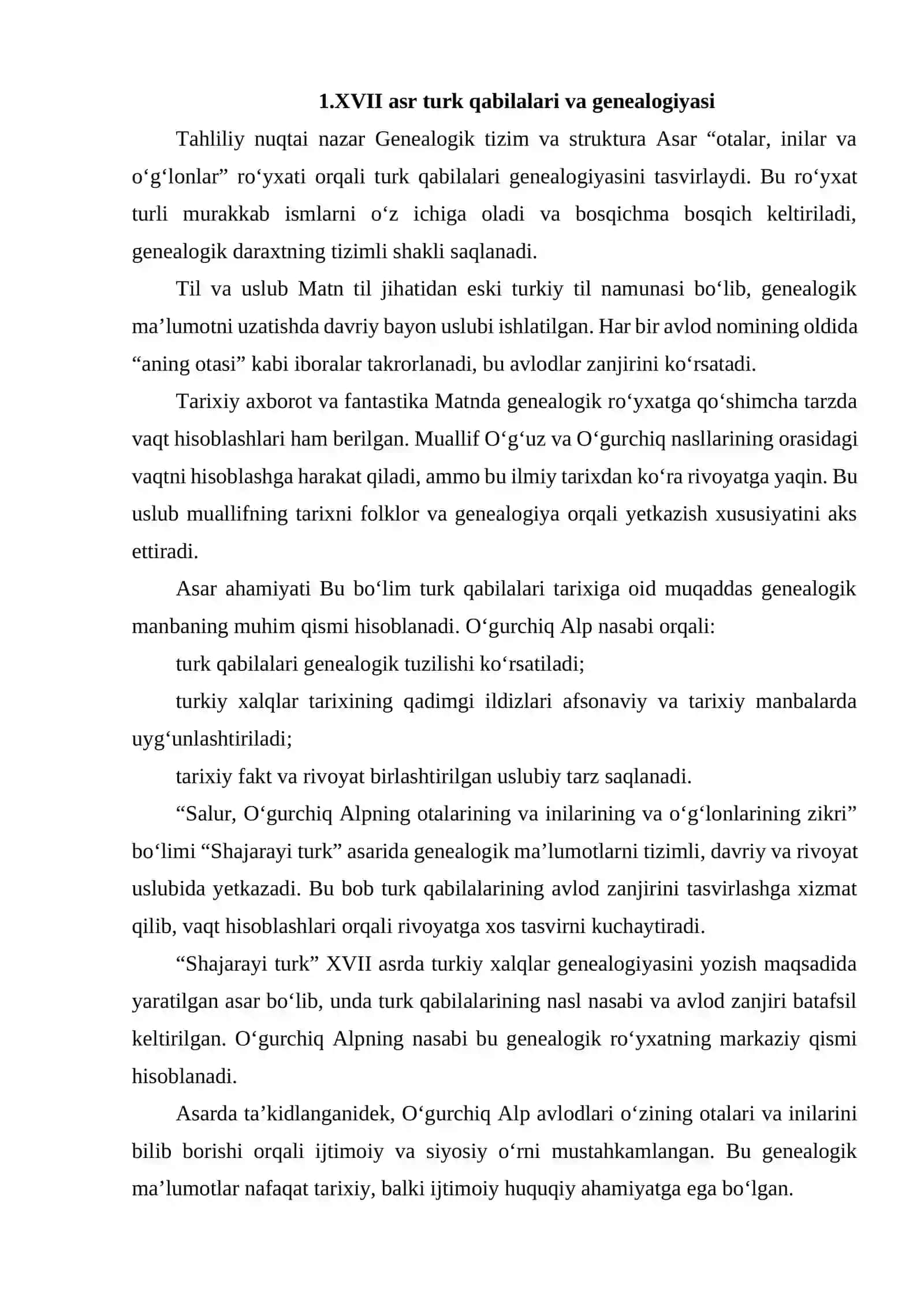 “SHAJARAYI TURK” DAGI “SALUR, O’GURCHIQ ALPNING OTALARINING VA INILARINING VA O’G’LONLARINING ZIKRI” (25-26-SAHIFA) BOB TAHLILI 3