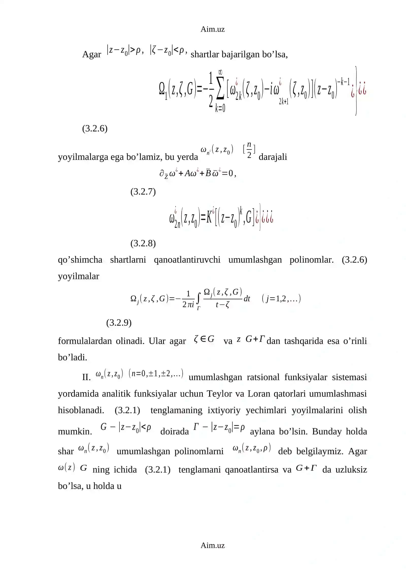 Umumlashgan analitik funksiyalar to’la sistemalari 3