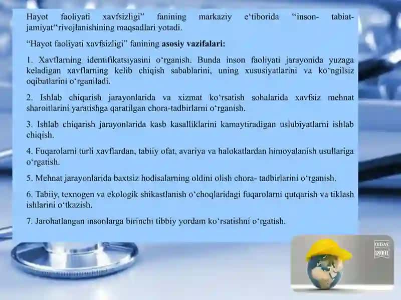 Hayot faoliyati xavfsizligi 3