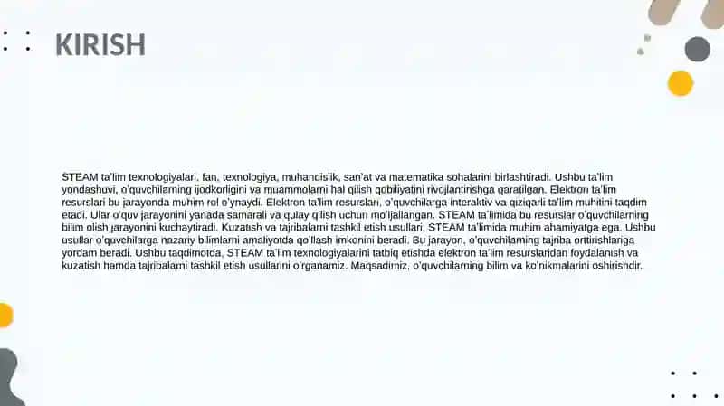 STEAM taʼlim texnologiyasini tatbiq etishda elektron taʼlim resurslaridan foydalanish 3