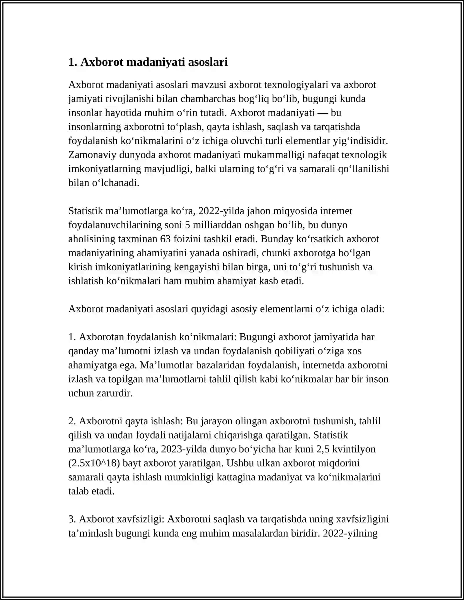 AXBOROT ISTE'MOLI MADANIYATI 3