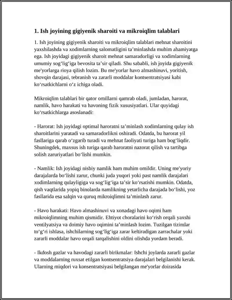 MEHNAT SHAROITI VA REJIMIGA SANITARIYA TALABLARI 3