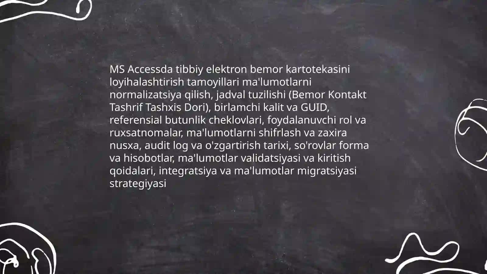 MS Accessda Tibbiy Elektron Bemor Kartotekasini Loyihalashtirish Tamoyillari 3