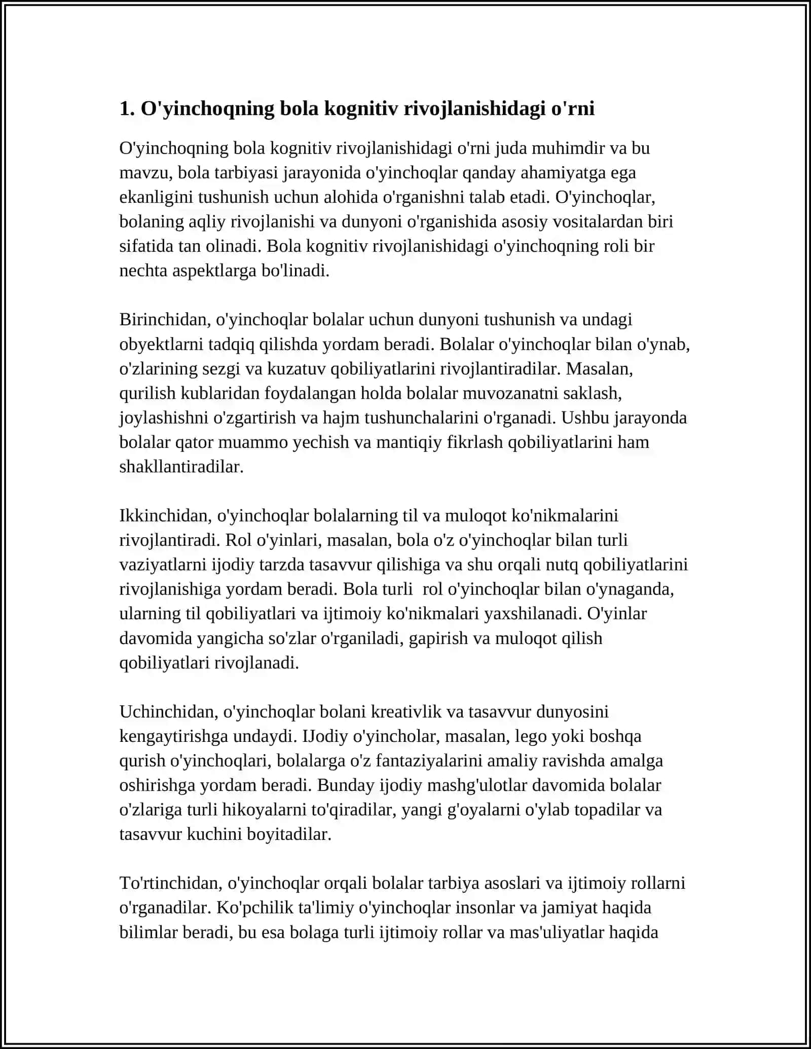 BOLA TARBIYASI DA O'YINCHOQNING O'RNI 3
