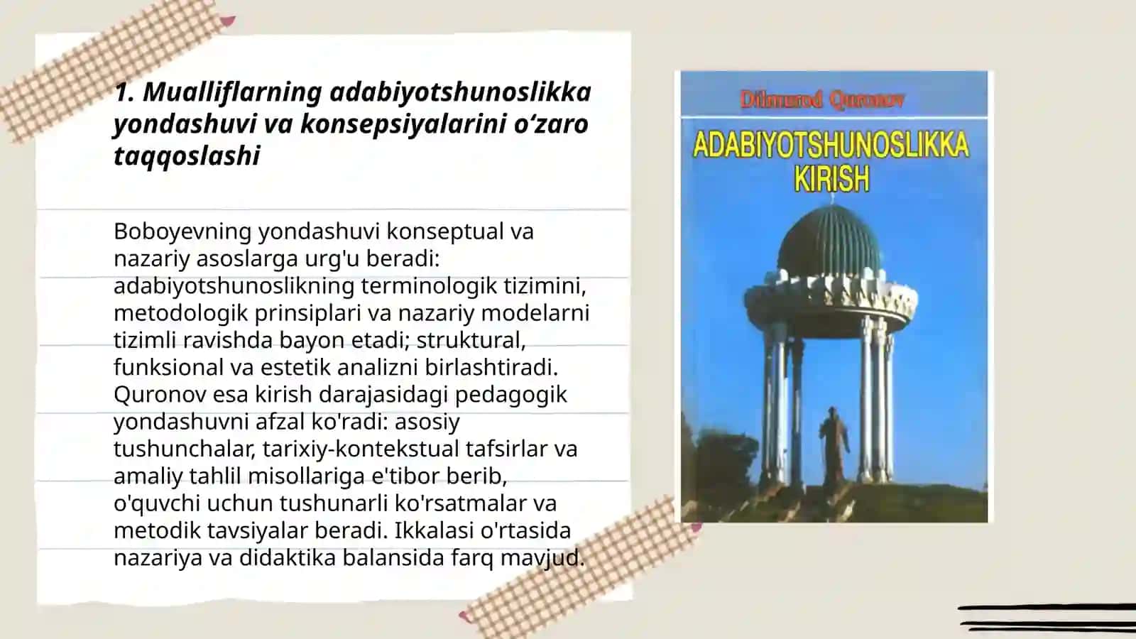 Adabiyotshunoslik asoslari va Adabiyotshunoslikka kirish 3