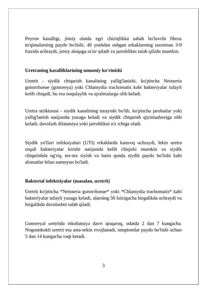 Erkaklarda olat va uretra kasalligi 3
