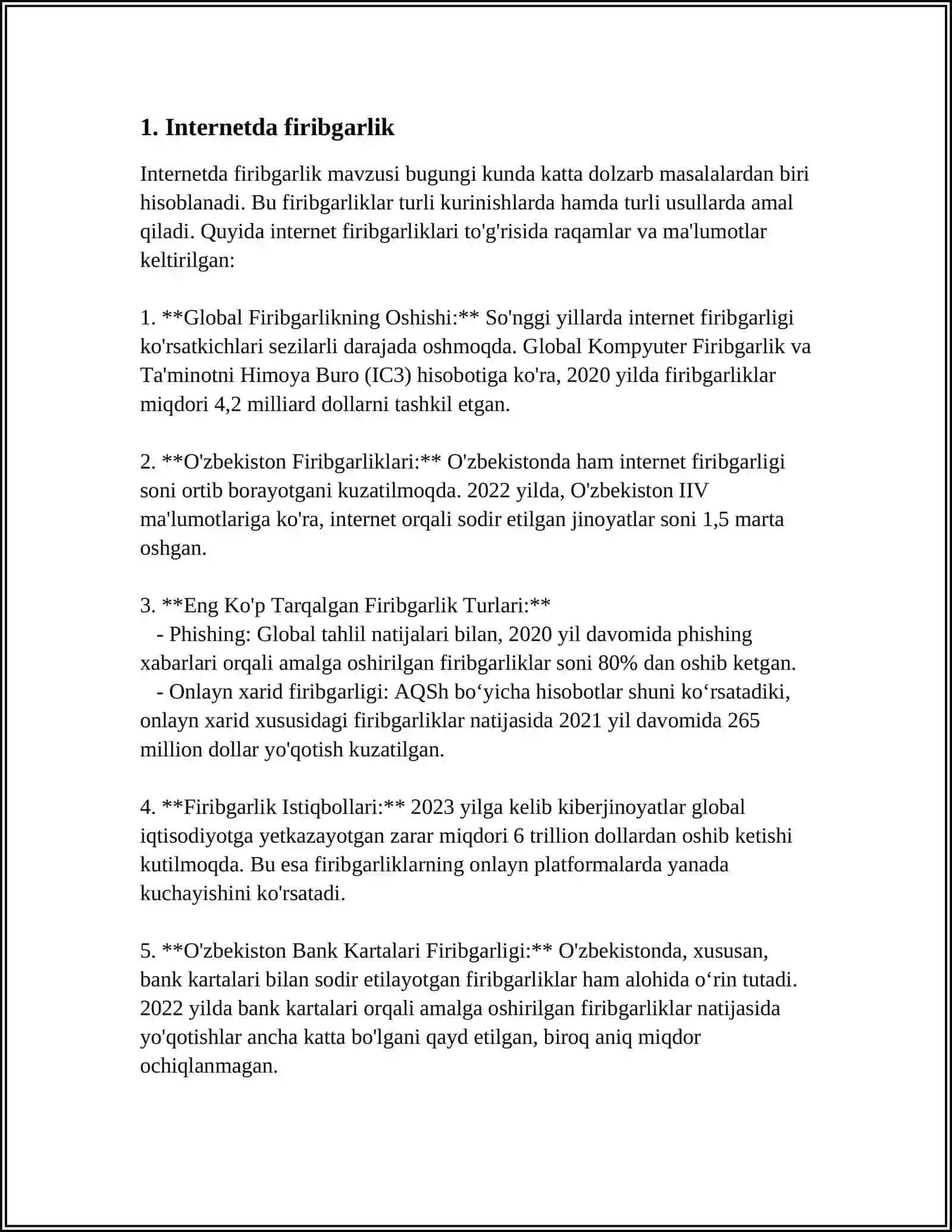 INTERNET TARMOG'IDA HUQUQBUZARLIKLAR VA ULARGA QARSHI KURASH 3