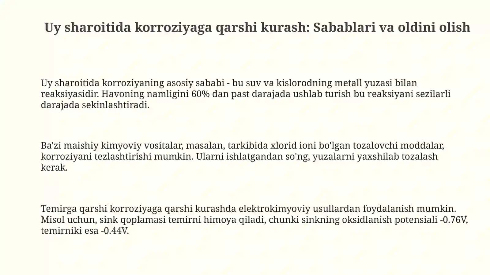 Uyda korroziyani kamaytirish yo'llari 3