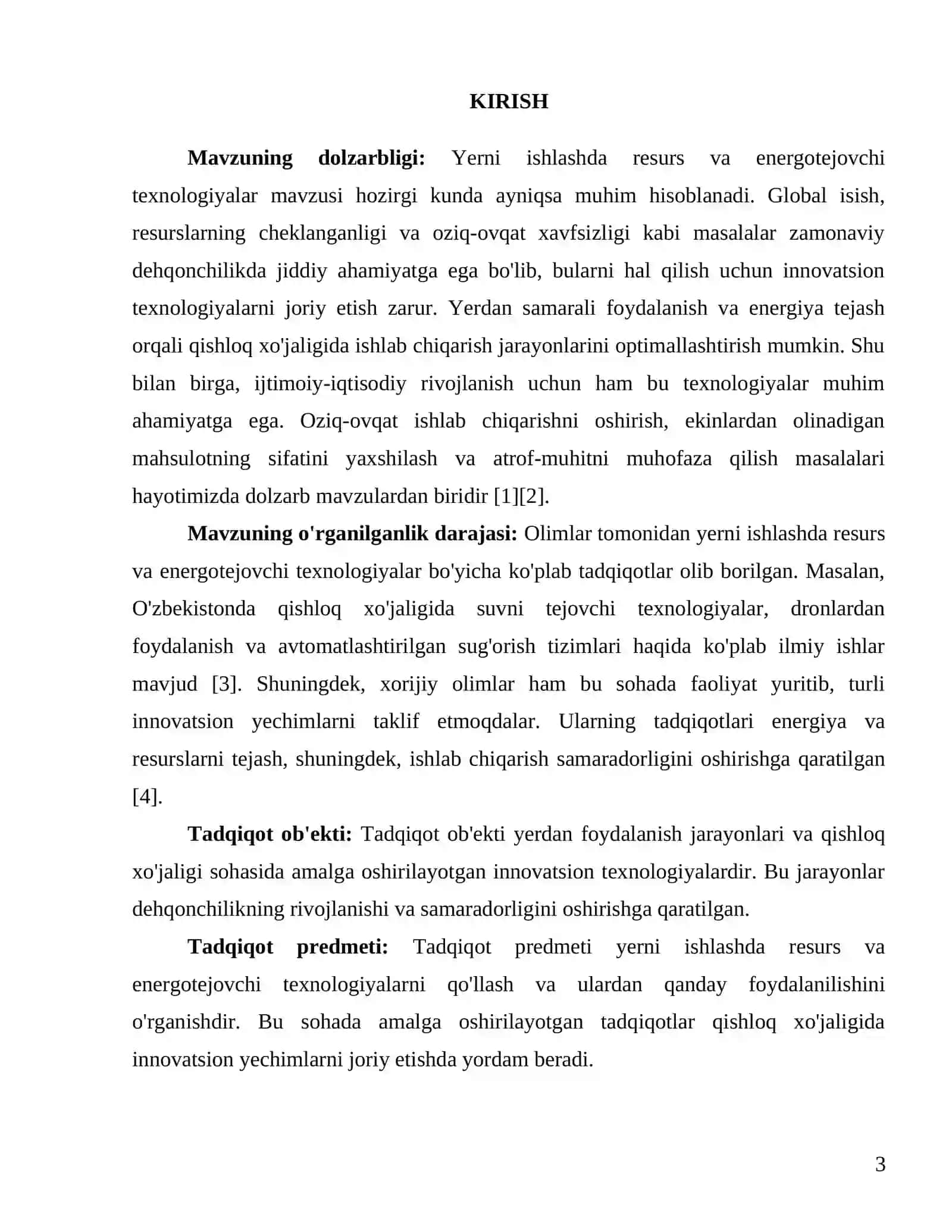 Yerni ishlashda resurs va energotejovchi texnologiyalar 3