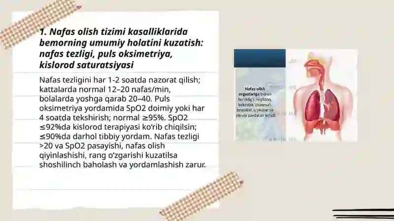 Nafas olish tizimi kasalliklarida bemorlarni kuzatish va parvarish qilish 3