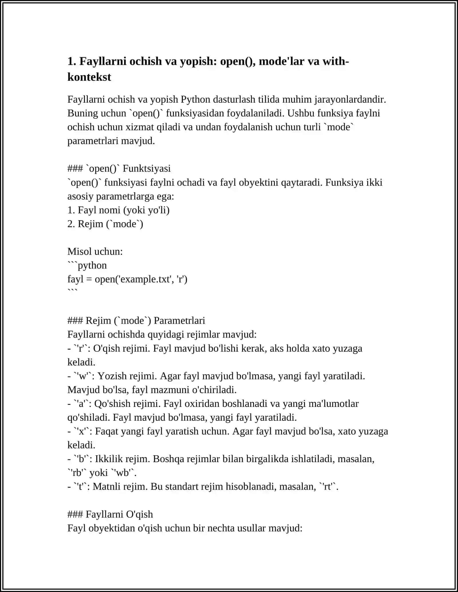 PYTHONDA FAYL TIZIMI BILAN ISHLASH VA AVTOMATLASHTIRISH 3