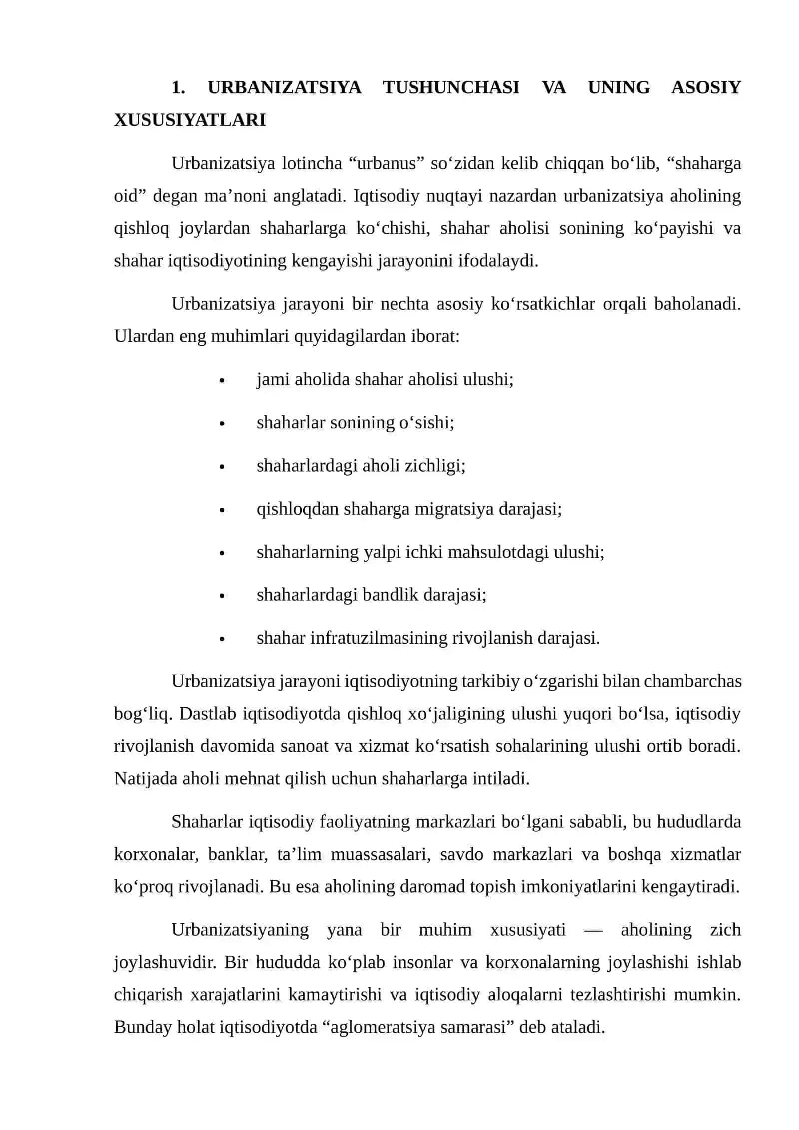 URBANIZATSIYA JARAYONLARINING IQTISODIY O‘SISHGA TA’SIRI BO‘YICHA MA’LUMOTLARNI YIG‘ISH VA TAHLIL QILISH 3
