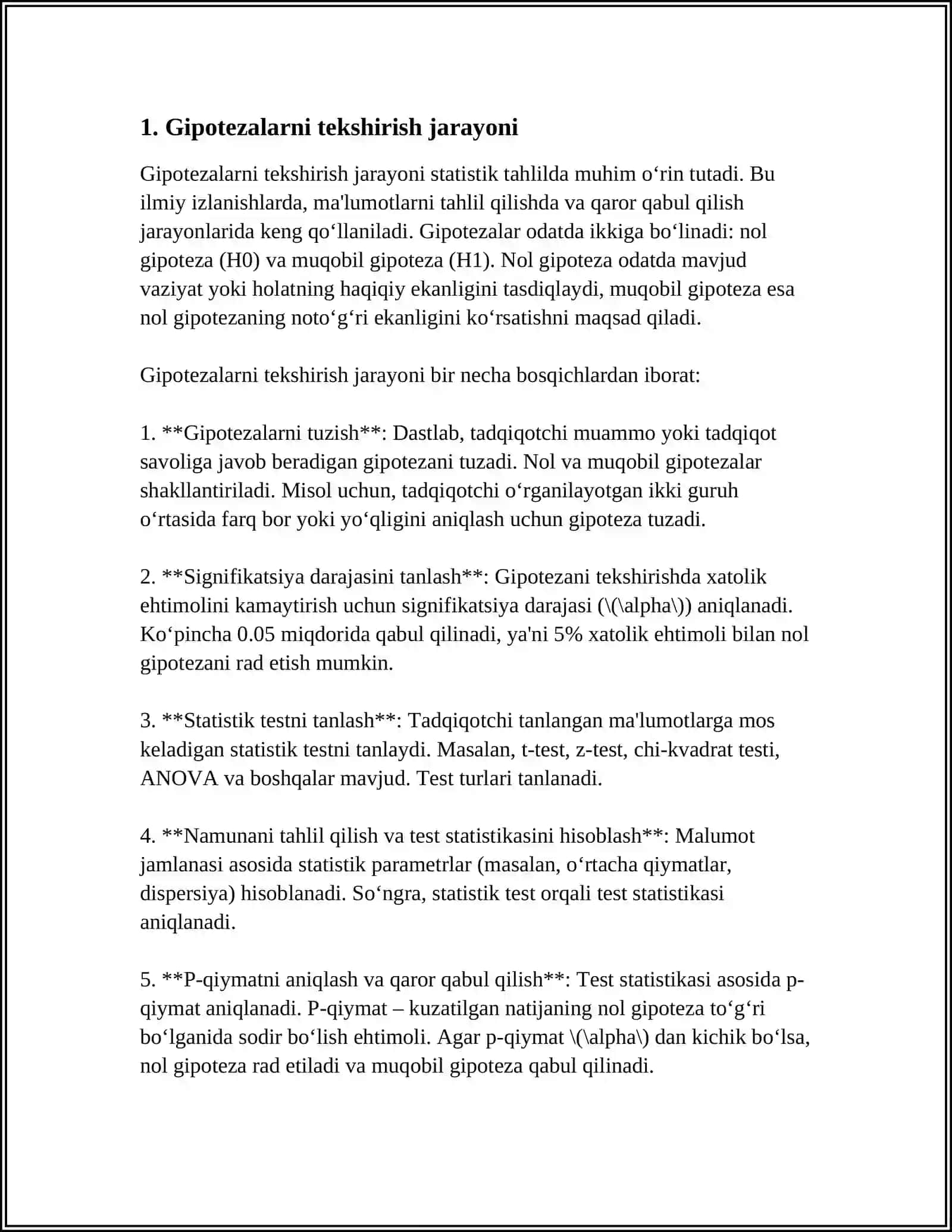STATISTIK GIPOTEZALAR 3