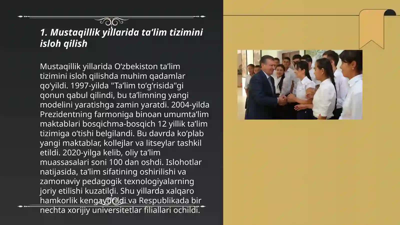 Oʻzbekiston Respublikasida taʼlim sohasida amalga oshirilgan islohotlar 3