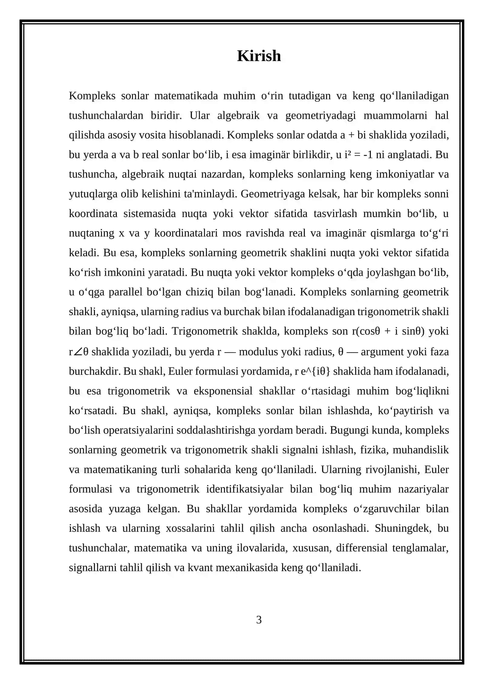 KOMPLEKS SONLARNING GEOMETRIK MAʼNOSI VA TRIGONOMETRIK SHAKLI 3