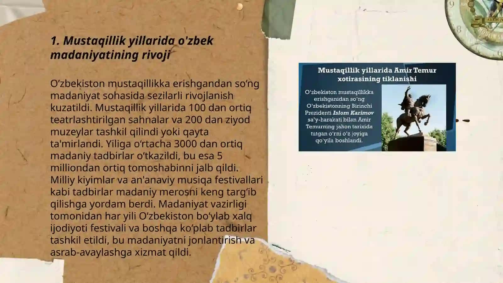 Mustaqillik yillarida Òzbekistondagi Ma'naviy va Madaniy taraqqiyot 3