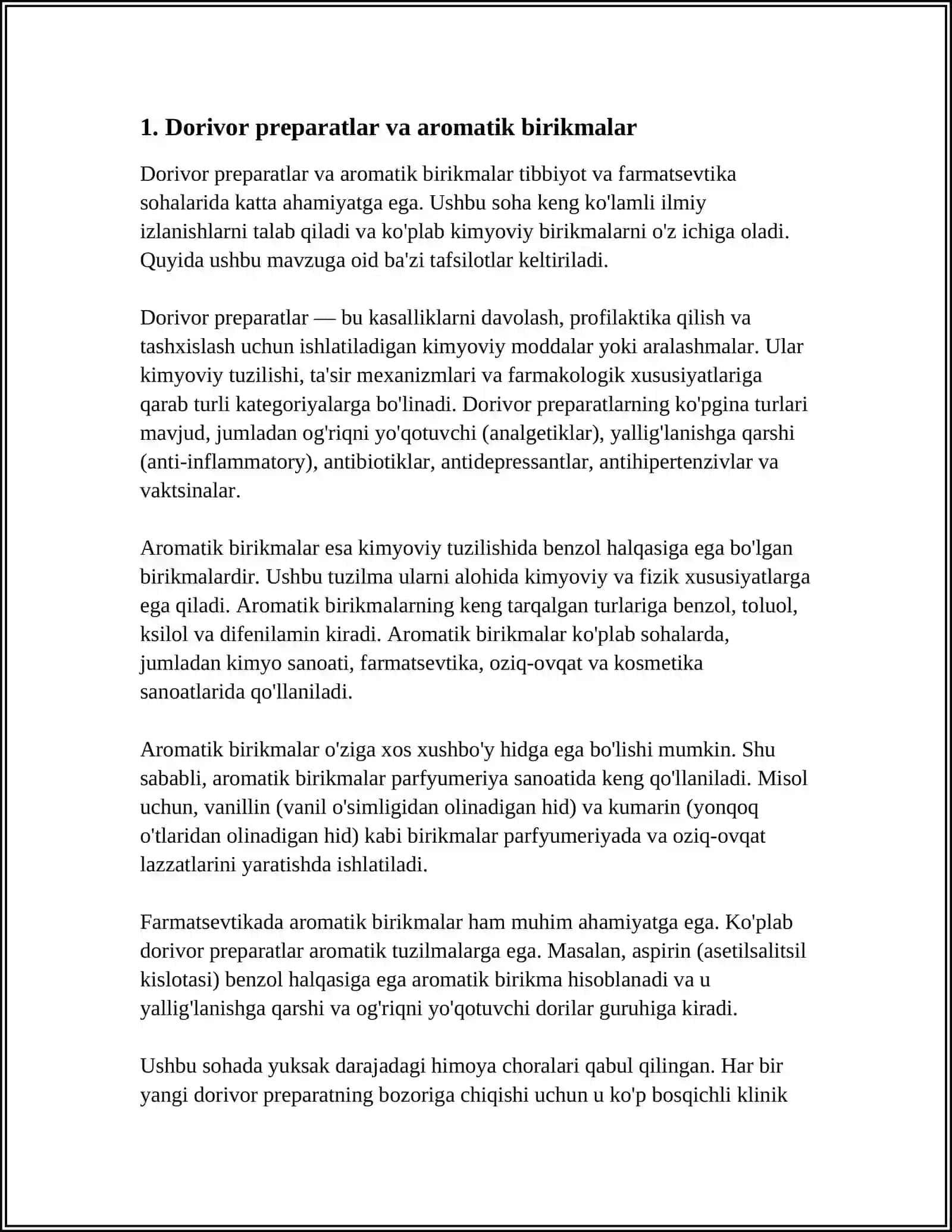 Dorivor preparatlar va aromatik birikmalar 3
