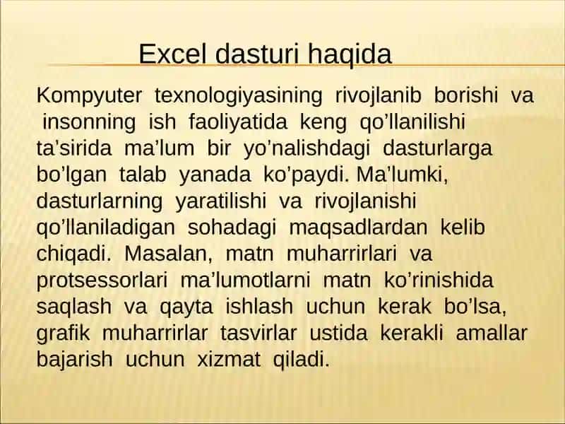 Excel dasturi haqida 3