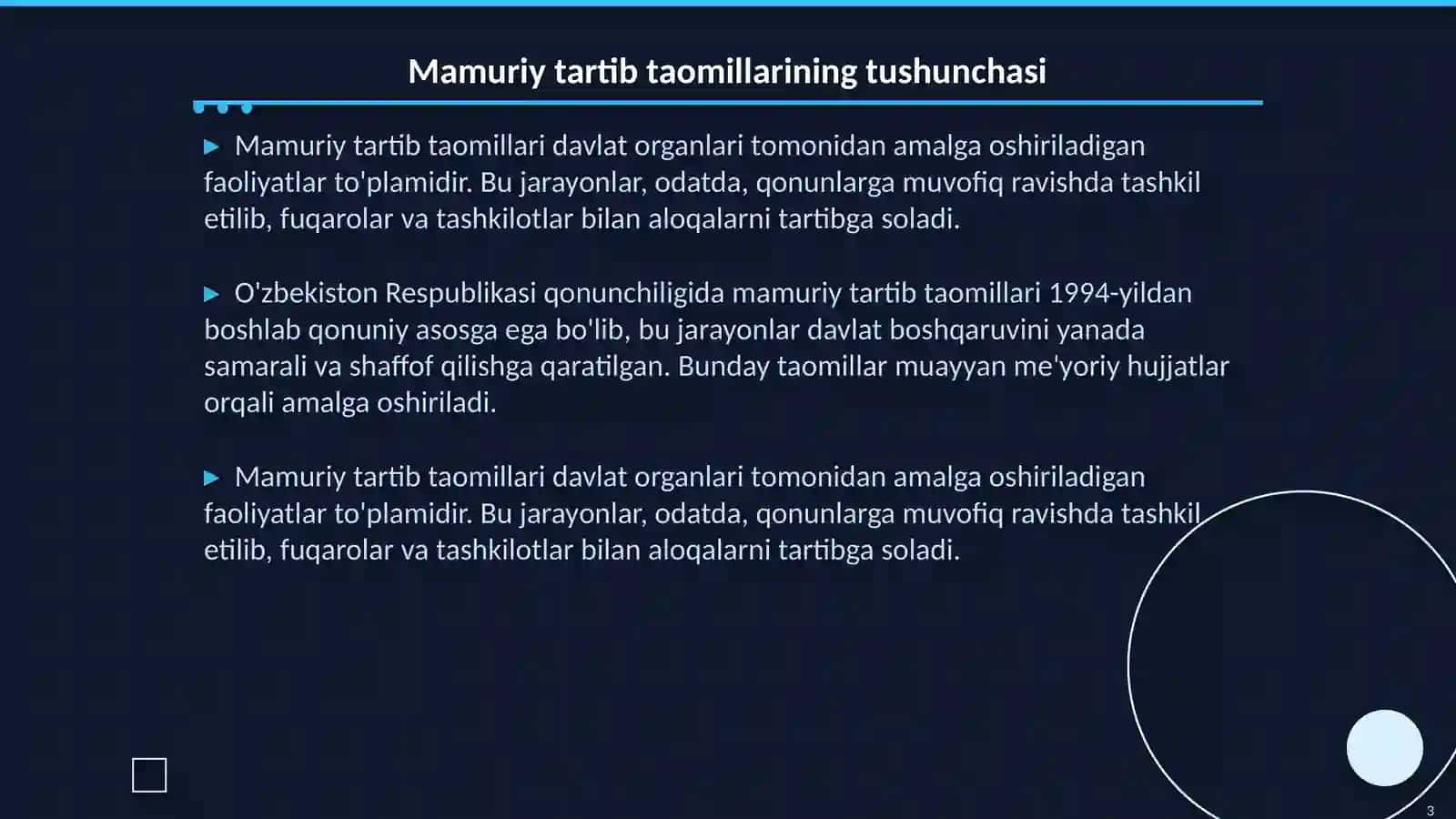 Özbekiston qonunchiligida Mamuriy tartib taomillar va uning prinsplari 3