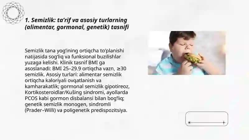 Semizlik: turlari (alimentar, gormonal, genetik), sabablari va rivojlanish mexanizmi 3