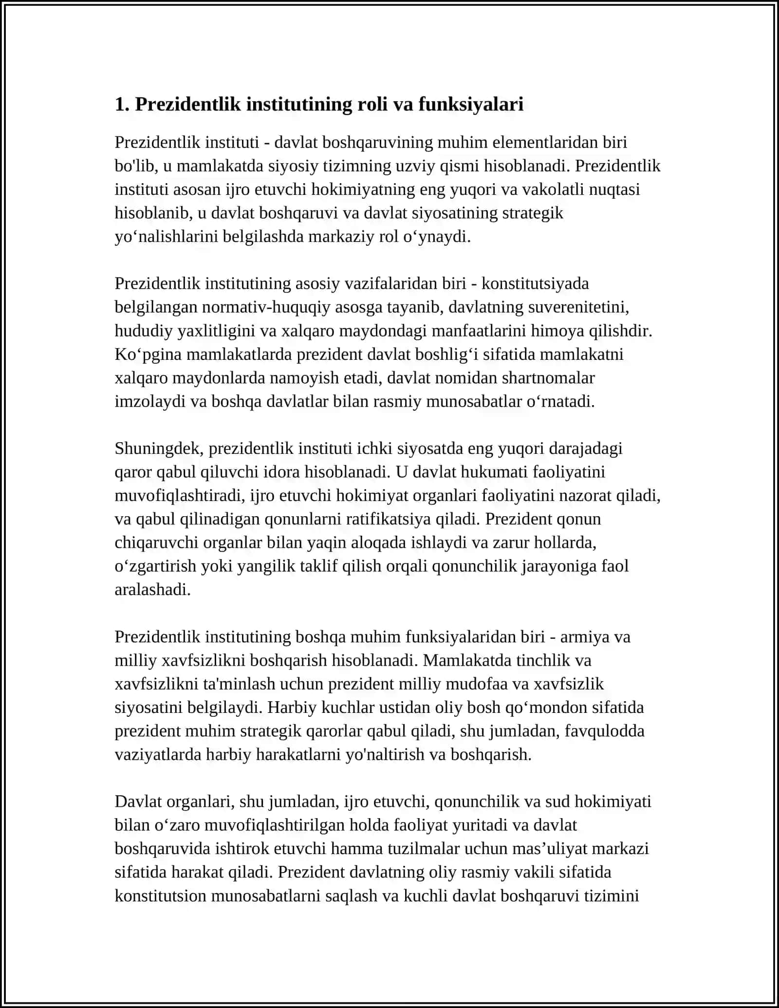 PREZIDENT VAZIRLAR MAHKAMASI PARLAMENT OMBUDSMAN DEMOKIRATIYA 3