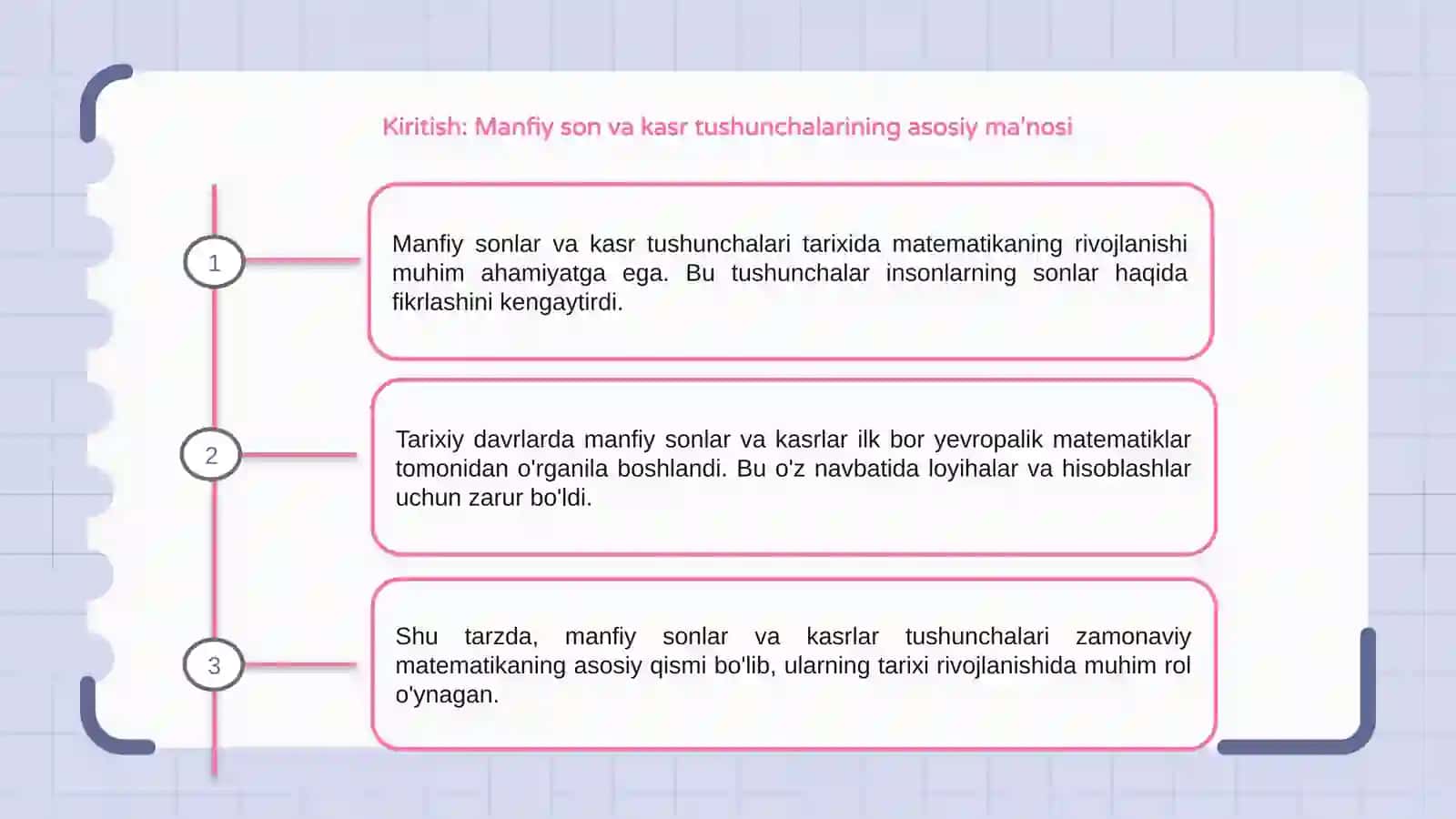Manfiy son va kasr tushunchasining vujudga kelishi haqida tarixiy ma'lumot 3